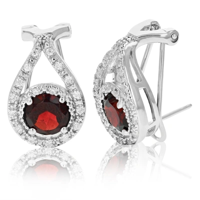 Vir Jewels 2 Cttw Garnet Dangle Earrings .925 Sterling Silver With Rhodium 7 Mm Round In Red