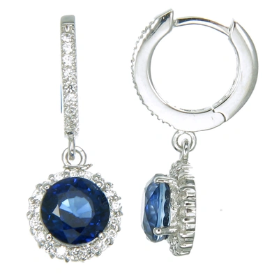 Vir Jewels Created Blue Sapphire Earrings (3.80 Ct)