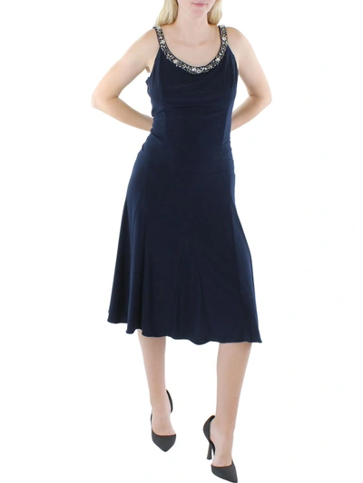 Alex Evenings Womens Knit Sleeveless Cocktail And Party Dress In Blue
