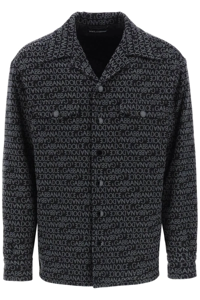 Dolce & Gabbana Logo Jacquard Quilted Overshirt In Multi-colored