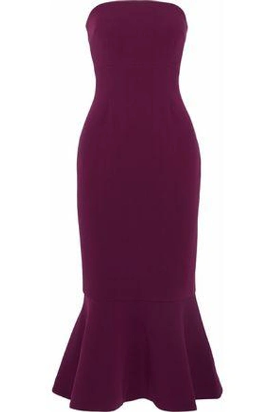 Cinq À Sept Woman Strapless Fluted Crepe Midi Dress Violet