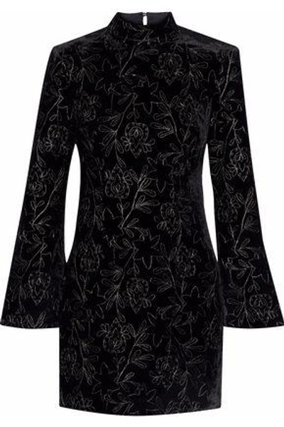 Cinq À Sept Cutout Metallic Embroidered Velvet Mini Dress In Black