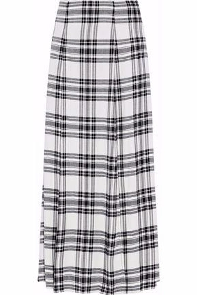 Alice And Olivia Woman Athena Checked Twill Maxi Skirt Off-white