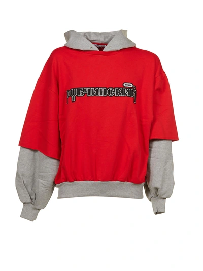 Gosha Rubchinskiy Layered Hoodie In Rosso