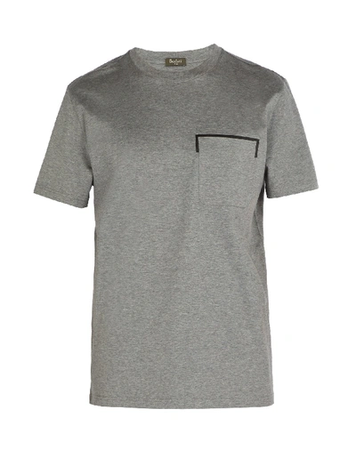 Berluti Leather Trim-pocket Cotton T-shirt In Gray