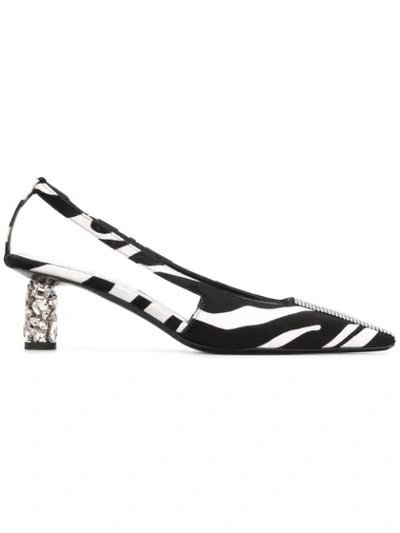 Tom Ford Zebra Animal-print Velvet Slingback Pumps In Black ,white