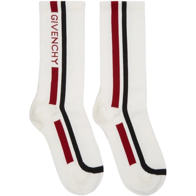 Givenchy Logo Stripe Socks In Natural In White