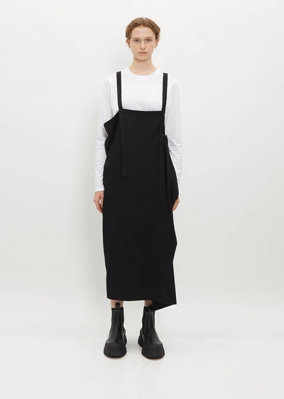 Y's Sleeveless Wool Midi Dress In Black