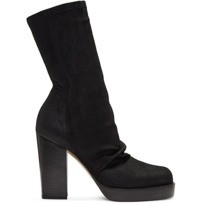 Rick Owens Black Chunky Sock Boots In 09 Black