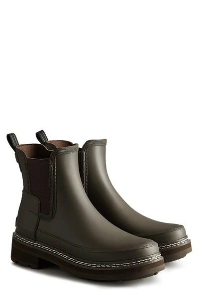 Hunter Refined Stitch Waterproof Chelsea Boot In Bitter Choc