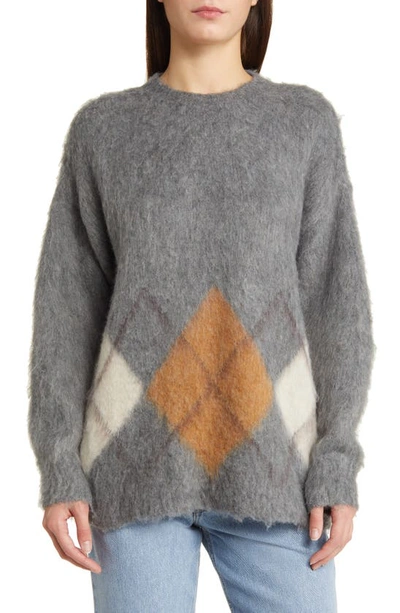 Madewell Marilyn Argyle Sweater In Heather Pewter