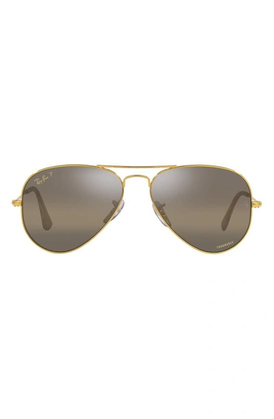 Ray Ban 58mm Polarized Pilot Sunglasses In Gold 2