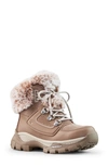 Cougar Union Faux Fur Cuff Lace-up Boot In Almond