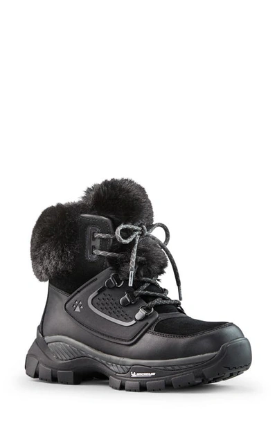 Cougar Union Faux Fur Cuff Lace-up Boot In Black