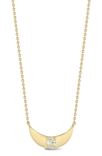 Dana Rebecca Designs Mikaela Estelle Diamond Crescent Pendant Necklace In Yellow Gold