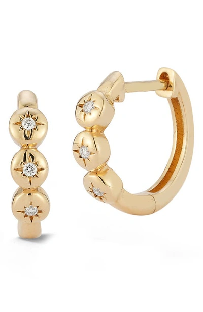 Dana Rebecca Designs Cynthia Rose Diamond Starburst Huggie Hoop Earrings In Yellow Gold