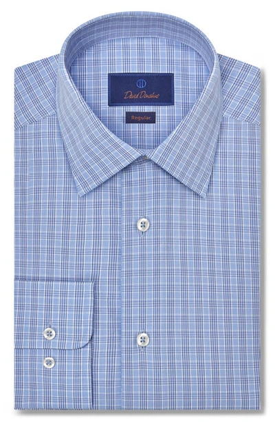 David Donahue Regular Fit Plaid Dress Shirt In Sky