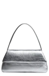 Liselle Kiss Elliot Leather Top Handle Bag In Silver Crushed