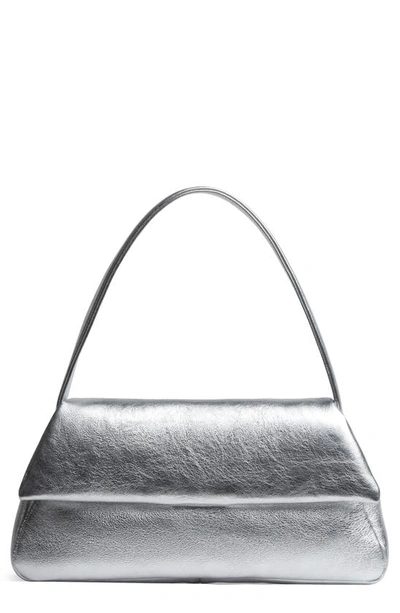 Liselle Kiss Elliot Leather Top Handle Bag In Silver Crushed