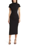 Nikki Lund Marilyn Ruched Knit Dress In Black