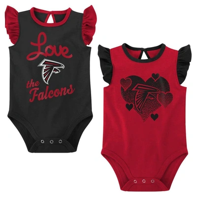 Outerstuff Babies' Girls Newborn & Infant Red/black Atlanta Falcons Spread The Love 2-pack Bodysuit Set