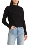 Madewell Mock Neck Crop Sweater In True Black