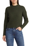 Madewell Mock Neck Crop Sweater In Hthr Dark