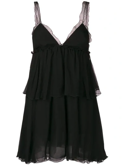 Tom Ford Ruffle Trim Mini Dress In Black