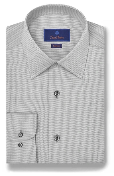 David Donahue Regular Fit Dobby Diagonal Cotton Dress Shirt In Pearl