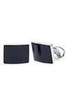 David Donahue Sterling Silver Cuff Links In Silver/ Black