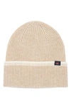 Faherty Retro Stripe Beanie In Oatmeal Hthr