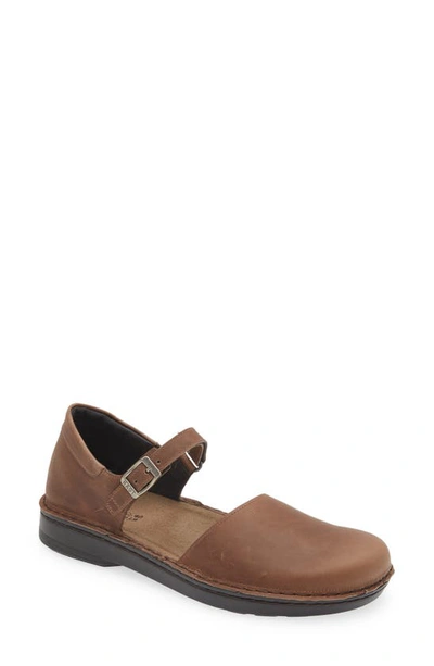 Naot Catania Mary Jane Flat In Oily Bark Nubuck