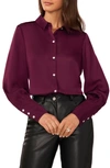 Halogen Button-up Shirt In Deep Ruby