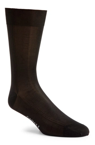 Canali Formal Silk Dress Socks In Black