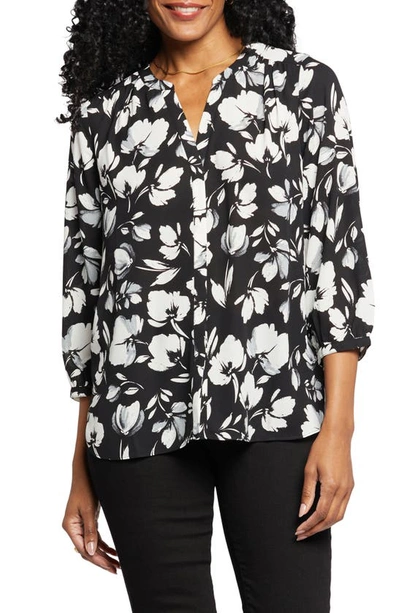 Nydj High-low Crepe Blouse In Bellefontaine