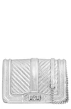 Rebecca Minkoff Small Love Leather Crossbody Bag In Silver/silver