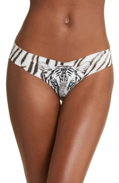 Commando Print Thong In Photo Op White Tiger