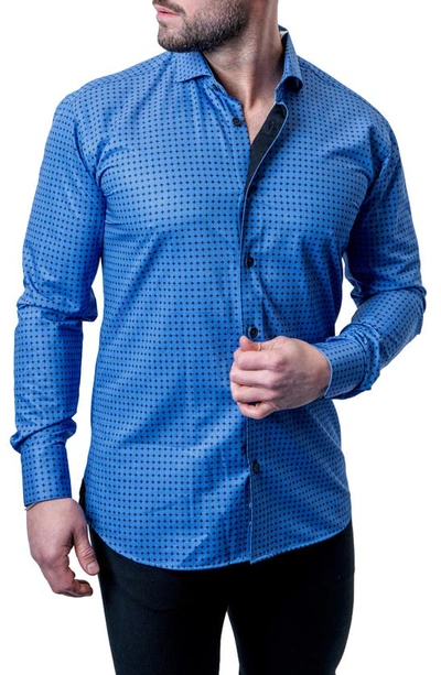Maceoo Einstein Asterisk Blue Contemporary Fit Button-up Shirt