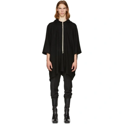 Rick Owens Black Cashmere Hoodie In 09 Black