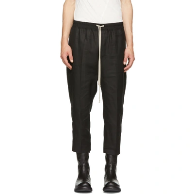 Rick Owens Black Drawstring Astaires Trousers In 09 Black