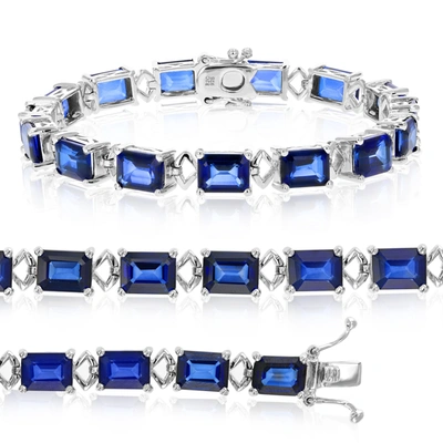 Vir Jewels Sterling Silver Created Blue Sapphire Bracelet (26.10 Ct)