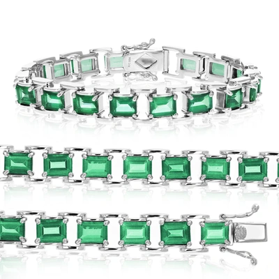 Vir Jewels 15 Cttw Green Topaz Tennis Bracelet .925 Sterling Silver Rhodium 7x5 Mm Emerald
