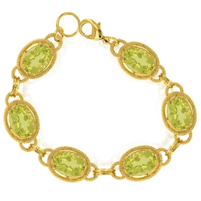 Vir Jewels 21 Cttw Lemon Quartz Tennis Bracelet Yellow Gold Plated Over Brass 14x10 Mm Oval In Green