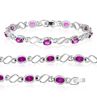 Vir Jewels Sterling Silver Rhodolite Bracelet (3.60 Ct) In Purple