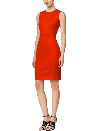 Calvin Klein Womens Metallic Midi Sheath Dress In Red