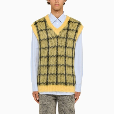 Marni Checked Waistcoat In Yellow