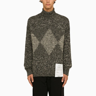 Ballantyne Cotton Argyle Turtleneck In Grey