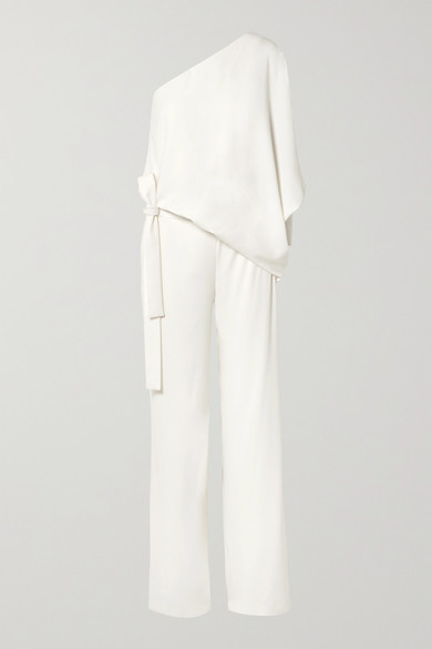 halston heritage asymmetrical wide leg jumpsuit