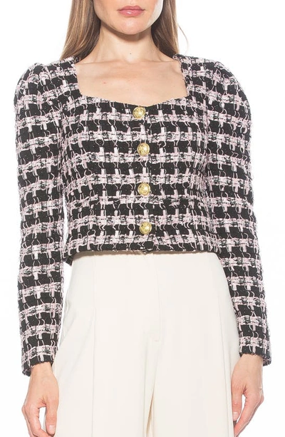 Alexia Admor Rowan Tweed Jacket In Black/ Pink