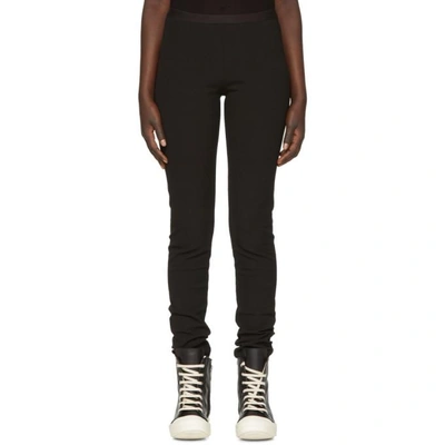 Rick Owens Black Grosgrain Leggings In 09 Black